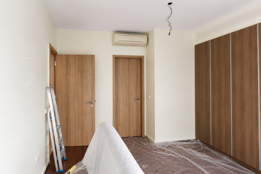 room renovation with wooden doors