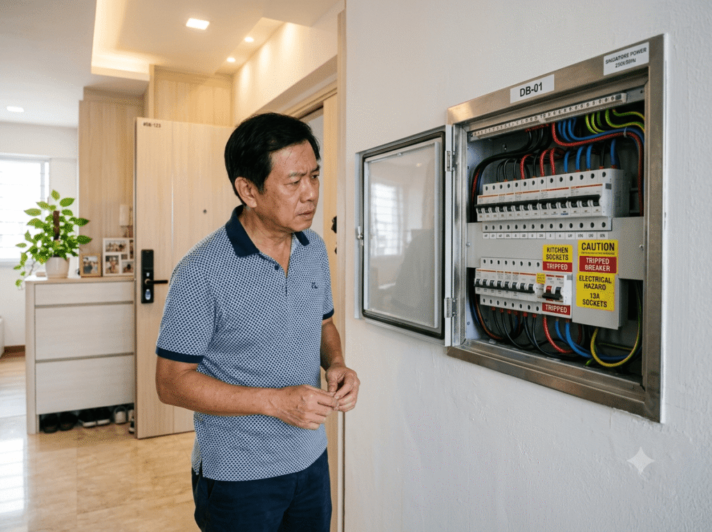 Electrical technician identifying the cause of a repeatedly tripping circuit breaker
 