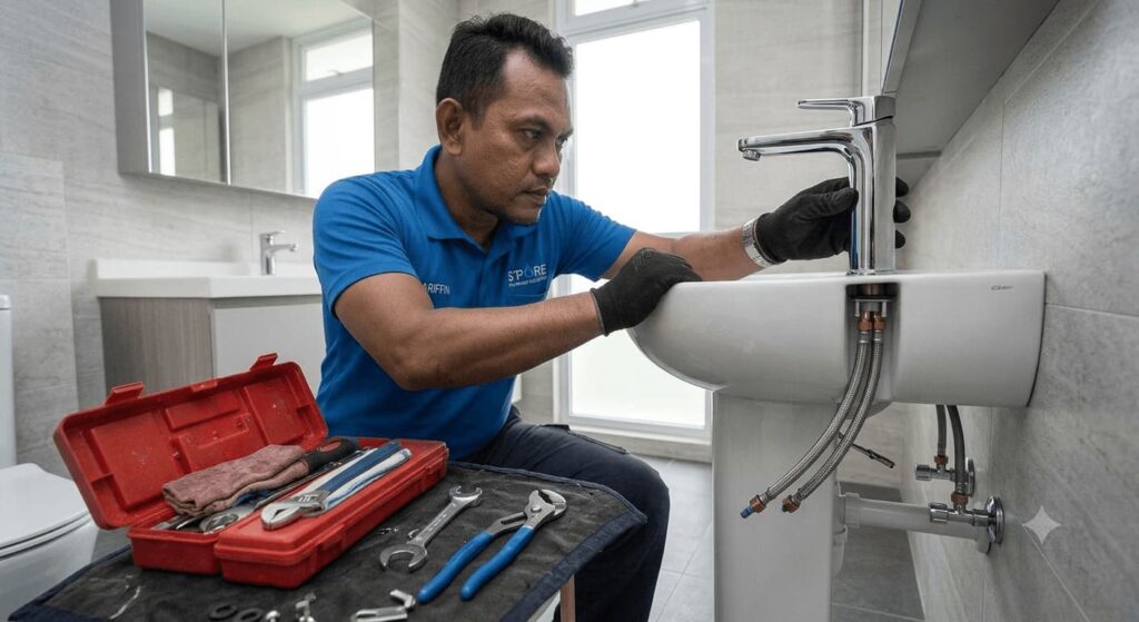Bathroom basin tap replacement service in Singapore