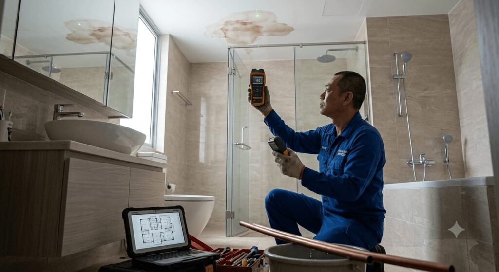 Ceiling leak and water stain inspection service in Singapore