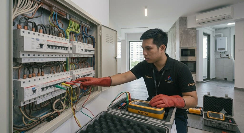 Distribution board upgrade after repeated RCCB and circuit breaker tripping in Singapore residential property
