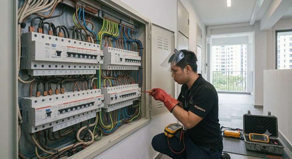 MCB circuit organisation and breaker layout upgrade in Singapore distribution board for safe electrical management