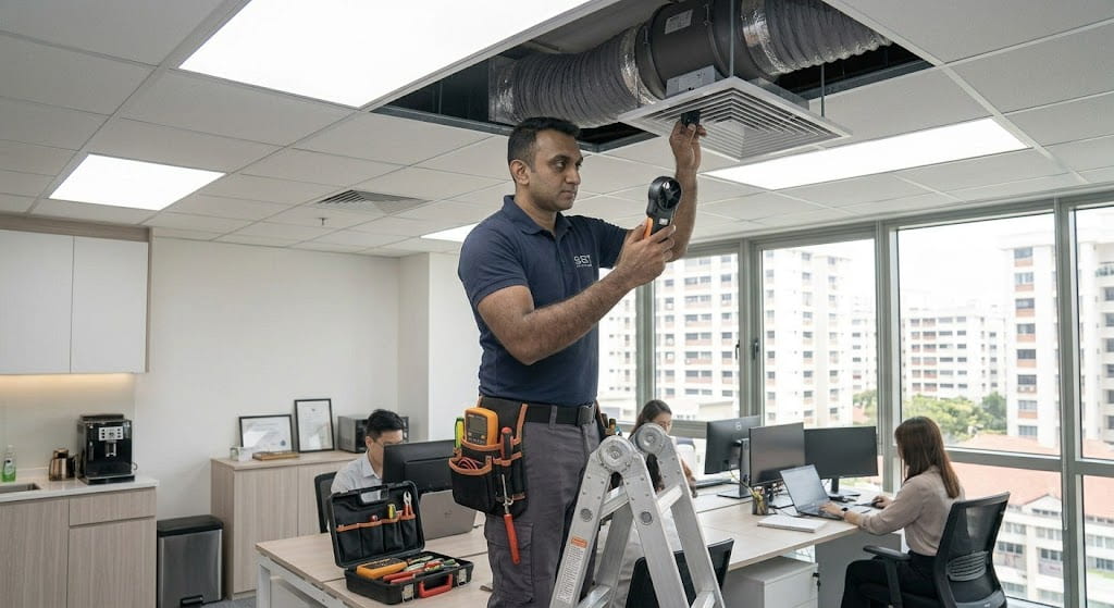 Office and small commercial ventilation fan installation service in Singapore for workplaces retail shops and business premises