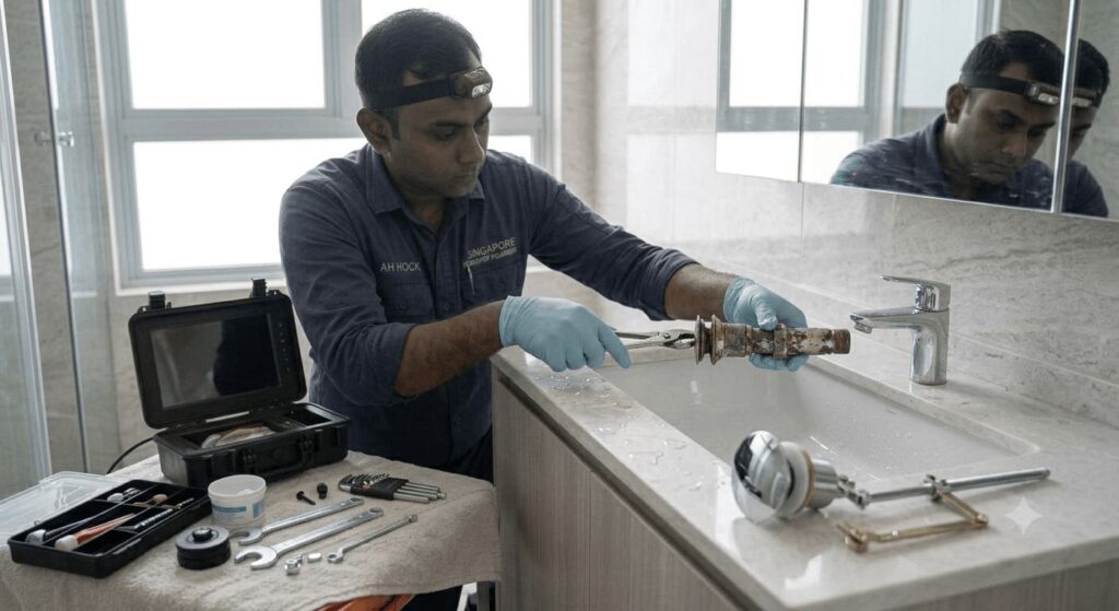 Pop up drain stopper replacement service in Singapore bathroom