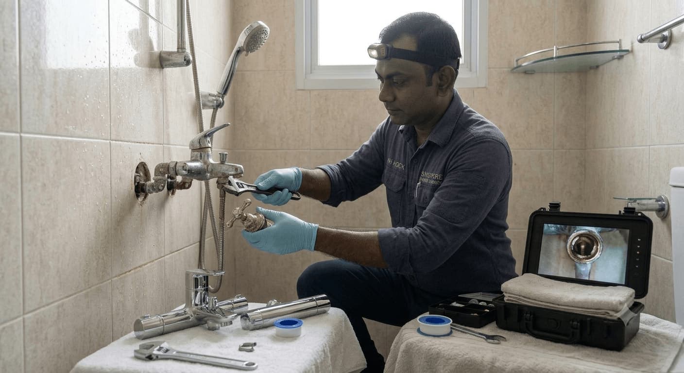 Professional shower mixer tap replacement service in Singapore bathroom
